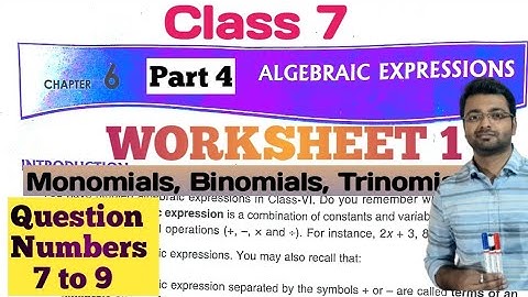 D.A.V. Math | Class 7 | Ch-6 | Algebraic_Expression | Worksheet 1 | Part 4 | By Art Of Mathematica