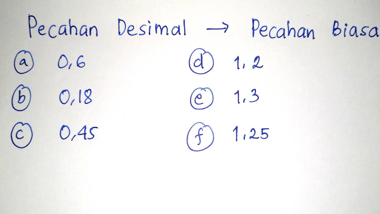 Mengubah Pecahan Desimal Menjadi Pecahan Biasa Matematika SD YouTube