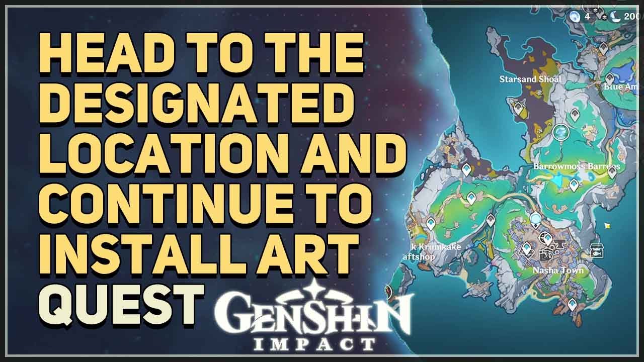 Head to the designated location and continue to install art Genshin Impact