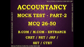 ACCOUNTING MCQ PART 2 | NET | JRF | SET | CTET | UGAT | PGAT | CRET