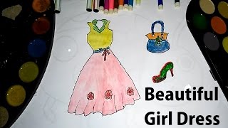 How to draw beautiful girl dress for kids - Drawing and coloring dress for children in activity screenshot 1