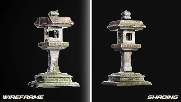 3D Game Ready Realistic Japanese Stone Lantern | @BlenderOfficial @MaxonZBrush @Substance3D