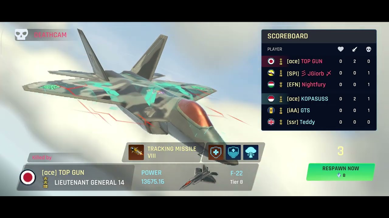 Sky Warriors Gameplay F-22 Tier 8 Full Stickers 