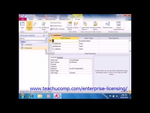 Microsoft Office Access Tutorial 2010 Using Tables Lesson 3.6 Employee Group Training