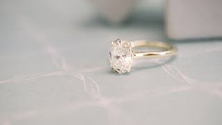 2 ct Oval Lab Diamond Cathedral Solitaire Engagement Ring in 18k Yellow Gold | Ada Diamonds