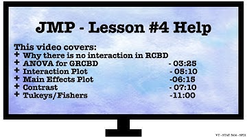 Lesson #4 JMP Help Video