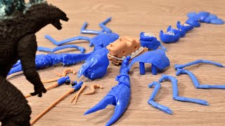 GODZILLA and Plastic model Blue LOBSTER CRAWFISH.