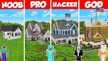 American House Build Battle Challenge - Noob vs Pro vs Hacker vs God - Minecraft Animation