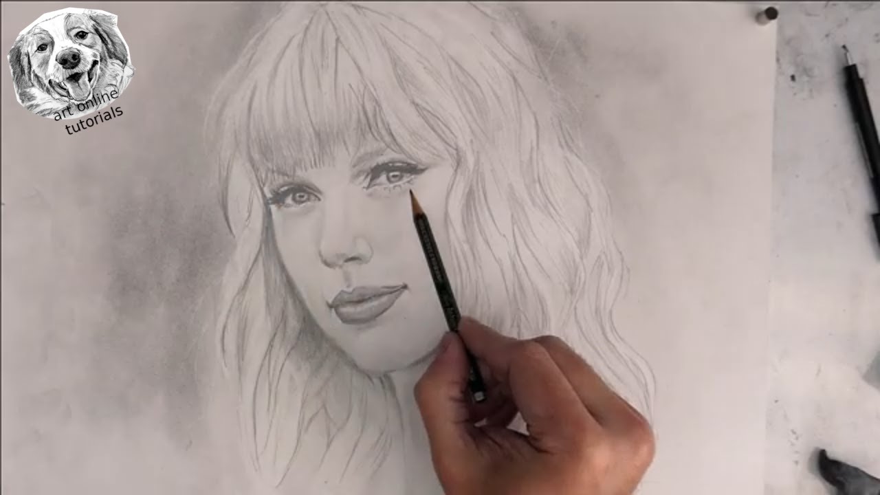 Pencil sketch drawing of Taylor Swift  step by step  How to draw a cute  girl for beginners  YouTube