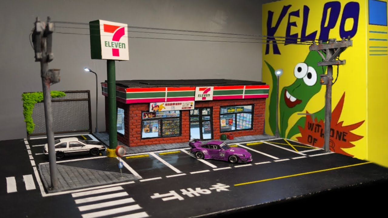 Construí un 7-Eleven con una caja de cereal | Diorama 1/64