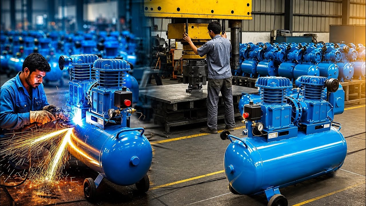 Compressor Manufacturing Built a High-Pressure Air Compressor from Raw Iron Sheet (Full ...