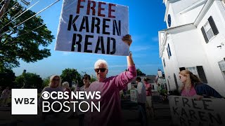 Group holds protest outside Karen Read jury deliberation, saying she's guilty