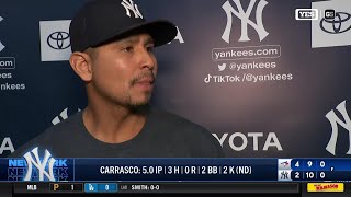 Carlos Carrasco after his outing against the Blue Jays