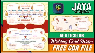 Multicolor Wedding Card Design in Coreldraw | Free CDR File | Jaya Graphics