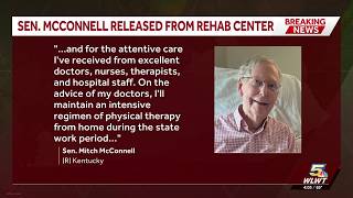 Kentucky Sen. Mitch McConnell discharged from rehab center, recovering at home