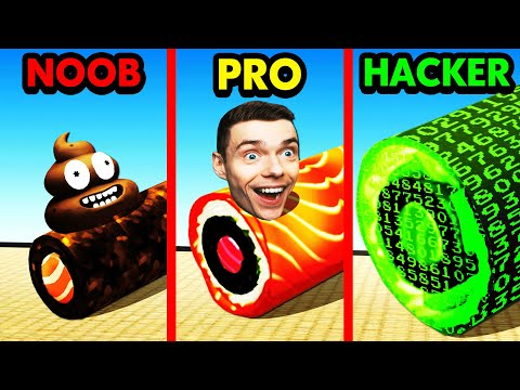 The NOOB vs PRO vs HACKER in Sushi Roll 3D 