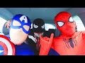 Superheroes Dancing in Car | Spiderman Venom Batman Flash & Captain America Funny Movie in Real Life