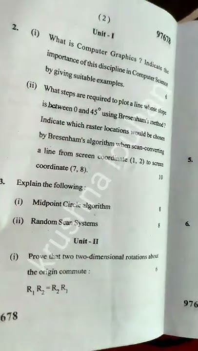 BCA 5th sem | Computer graphics question paper - YouTube