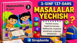 3-sinf 137-dars  Masalalar yechish  84-86-betlar. To'liq darslik