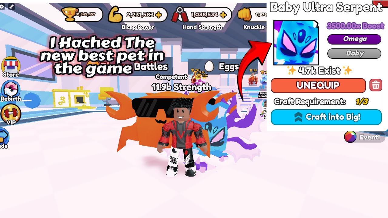 I Hatched THE ULTRA SERPENT PET IN Arm Wrestle Simulator