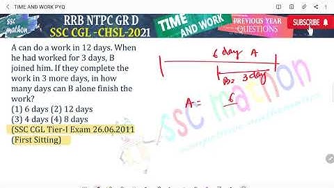 A can do a work in 12 days. When he had worked for 3 days, B joined him. If they complete the