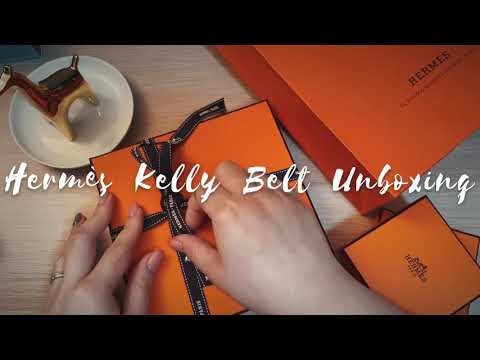 hermes kelly belt black gold hardware unboxing 