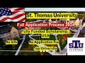 St thomas university  usa  complete application process 2024  scholarships no fee no ielts 