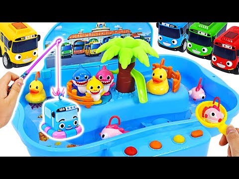 Let&amp;#39;s go fishing with <strong>Tayo</strong> &amp;<strong>amp</strong>; Pinkfong Shark Family! Baby <strong>Tayo</strong> Fishing! | PinkyPopTOY