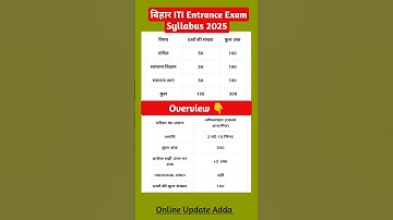 Bihar ITI Entrance Exam Syllabus 2025 |  Bihar ITI Admission 2025 |#iti #itiadmission#bihariti #feed