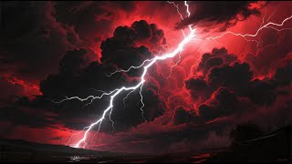 Red Thunderstorm & Flashing Lightning 6+ Hours  Black Screen Wallpaper 4K OLED