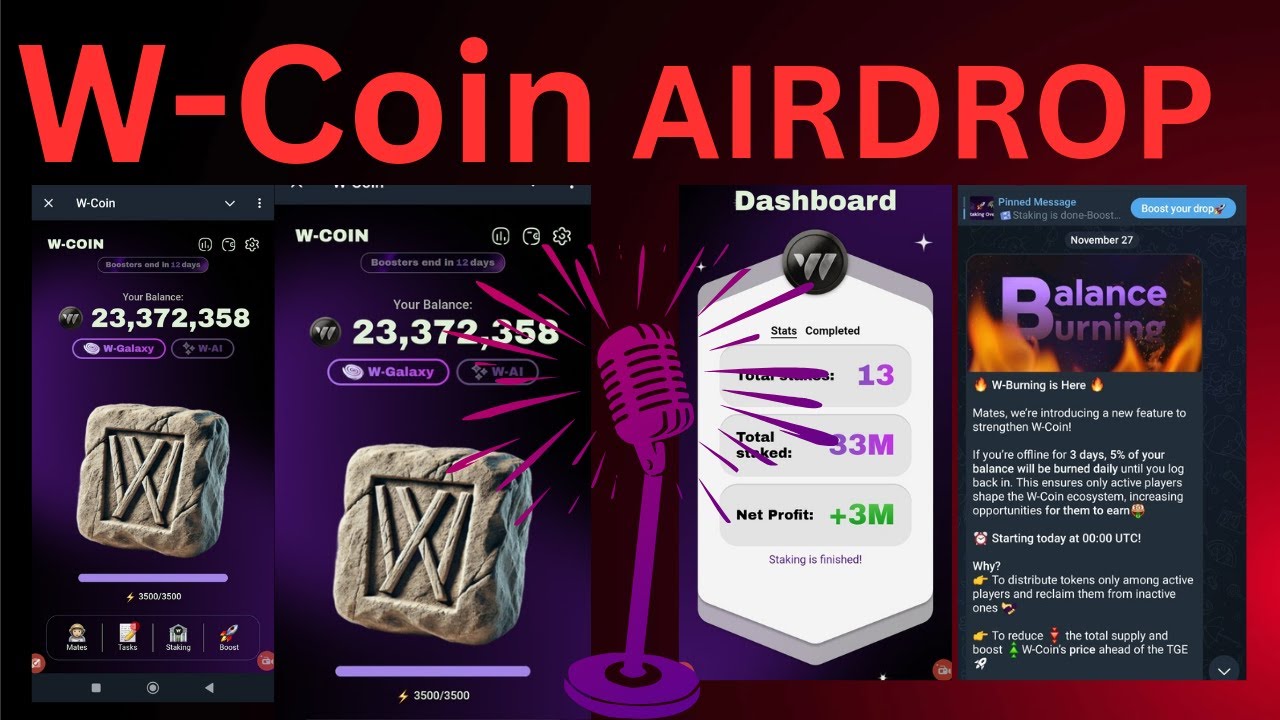 W-Coin TGE date Confirm W-Coin Token Generation 🔜 W-Coins Burning 🥵 on ...