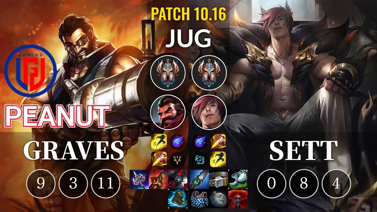 LGD Peanut Graves vs Sett Jungle - KR Patch 10.16