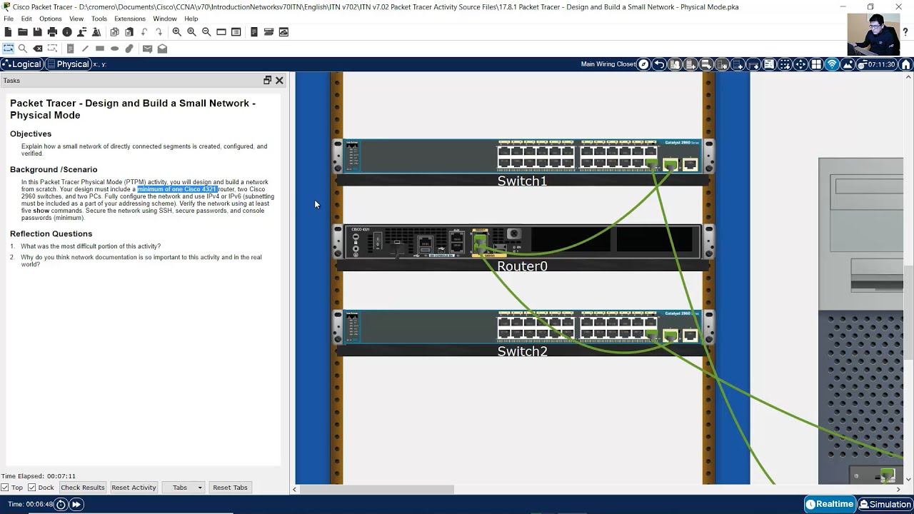 17.8.1 Packet Tracer - Design and Build a Small Network - Physical Mode