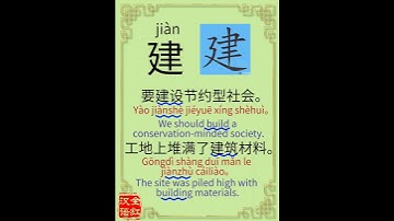 Chinese character video card.             建, Learn Chinese.