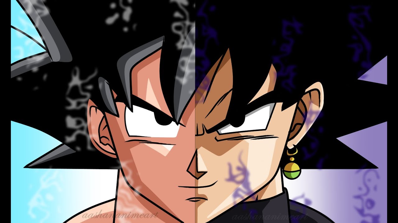 Half Goku And Half Goku Black Speed Drawing Youtube - goku black face roblox