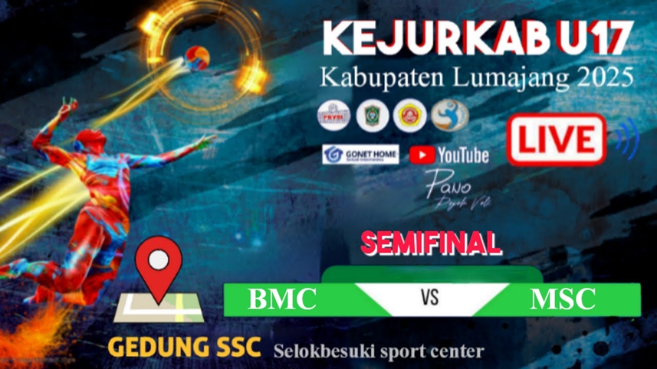 SEMI FINAL BMC VS MSC KEJURKAB U-17 KABUPATEN LUMAJANG 2025. DI GEDUNG SSC,SELOKBESUKI SPORT CENTER