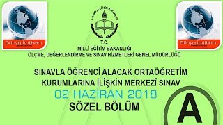 2018 / LGS / ORTAÖĞRETİM KURUMLARINA İLİŞKİN MERKEZİ SINAVI