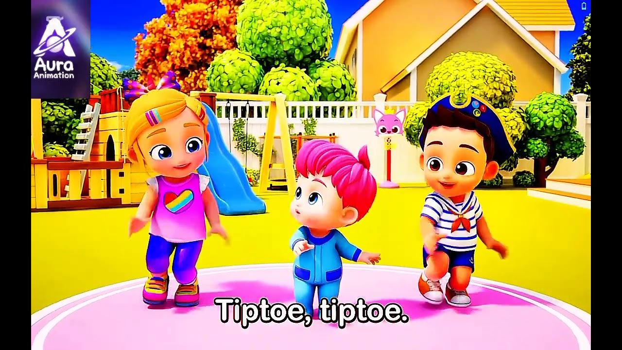 Walking Walking.running running.educational rhyme for kids.aura animation.