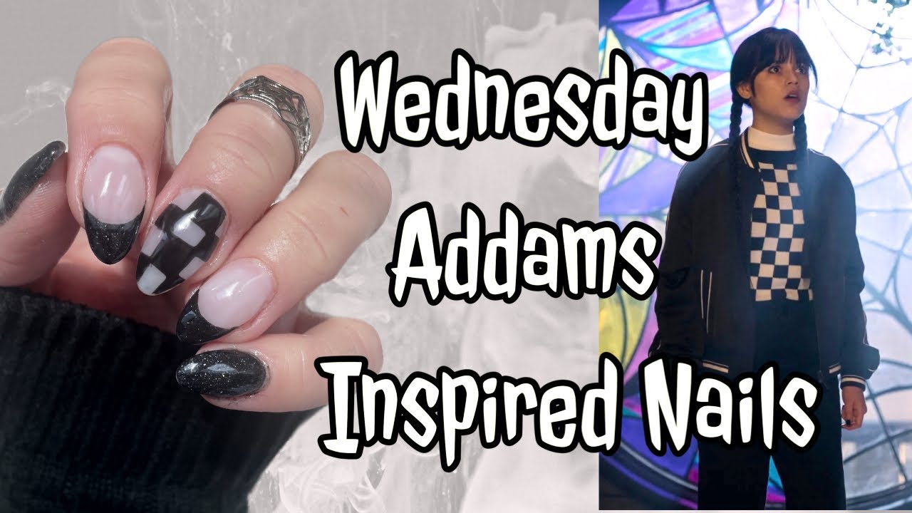 1. "Wednesday Addams inspired nail design" - wide 5