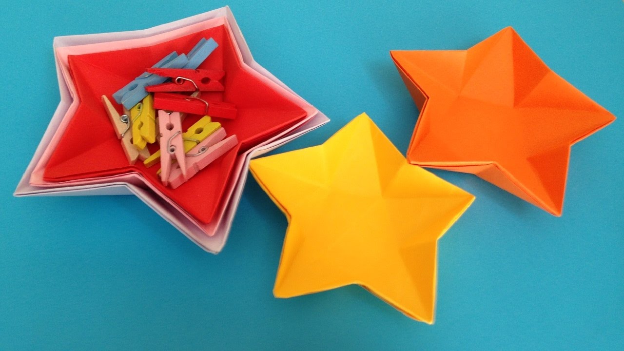 折り紙origami 星の入れ物 皿 簡単な折り方 Youtube