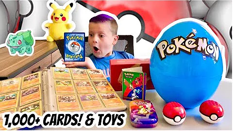 Pokemon surprise toys and card collection! Huge egg opening, 1000+ cards