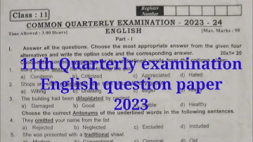 11th Quarterly examination English question paper 2023