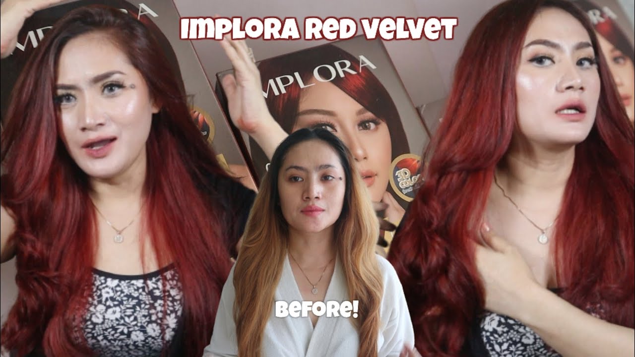 WARNAIN RAMBUT KAYA DI SALON GAMPANG BANGET!REVIEW IMPLORA RED VELVET CAT SENDIRI MODAL 50 RIBUAN