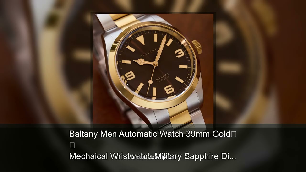 Baltany Men Automatic Watch 39mm Gold Mechaical Wristwatch Military Sapphire Diver 20ATM Waterp