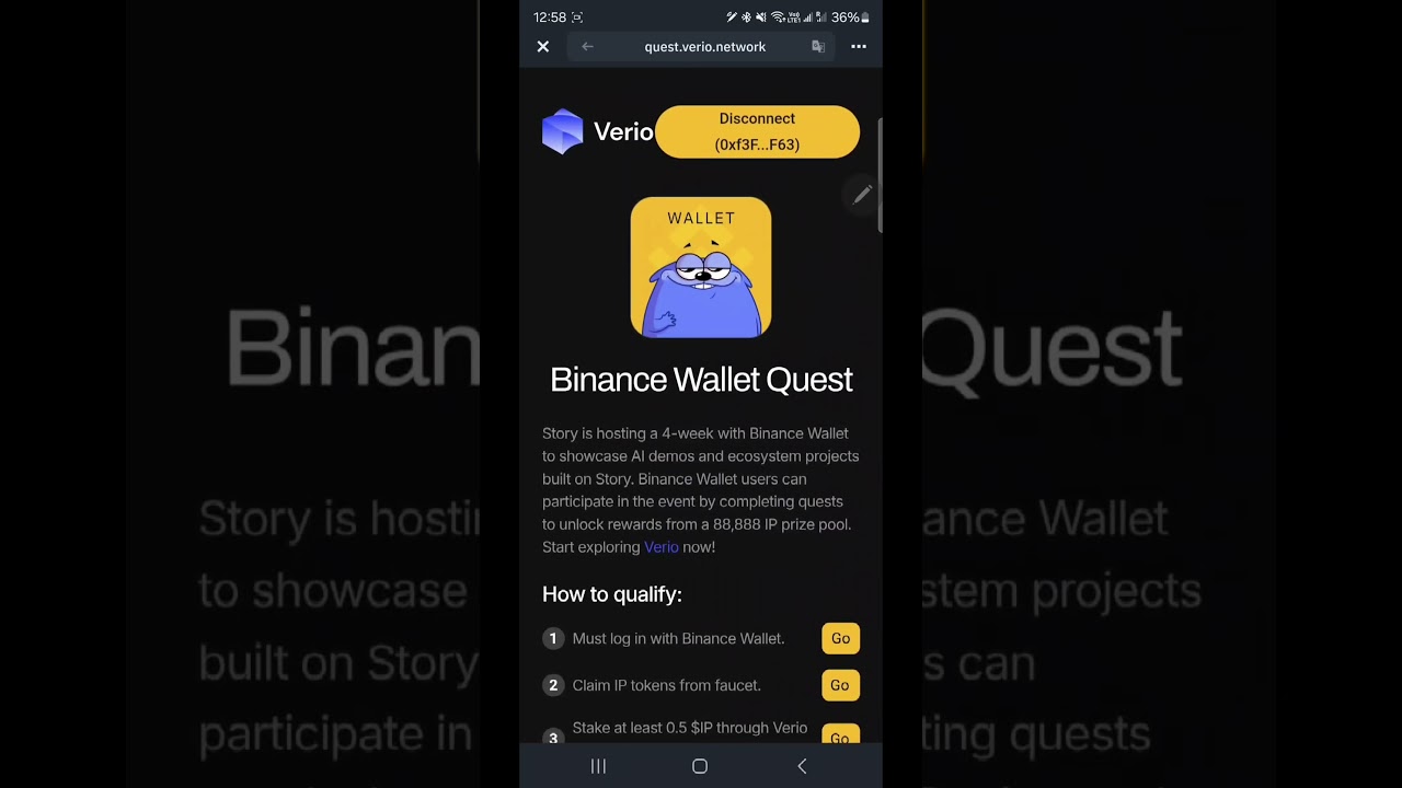story protocol quest 3 mint nft on binance wallet.. 