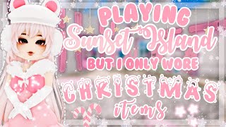 Playing SUNSET ISLAND but I only wore Christmas items ❄️🌷🎄 | Royale High Roblox