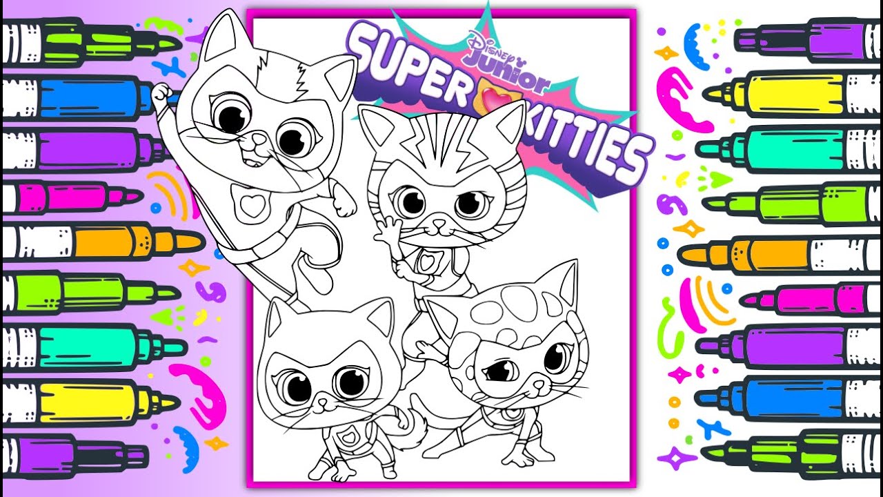 Coloring SuperKitties | Buddy, Bitsy, Ginny, and Sparks | Disney Junior