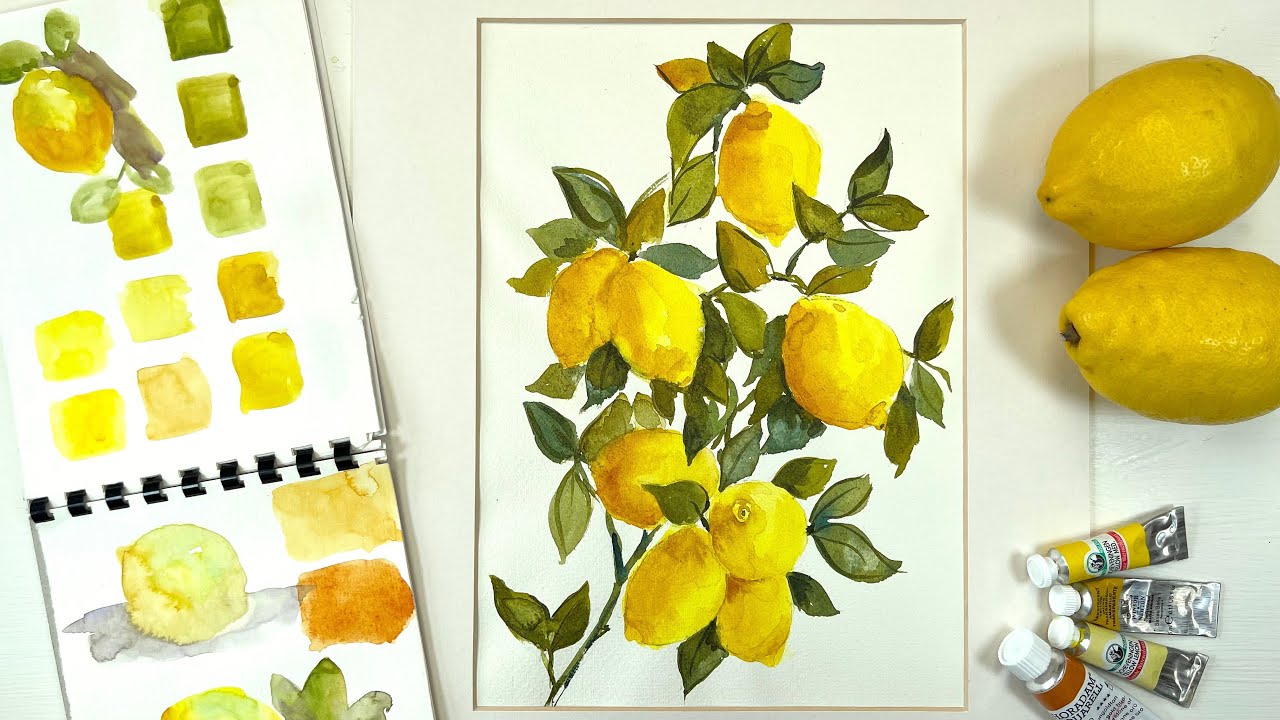 Paint a Stunning Lemon Tree Branch RealTime Watercolor Tutorial