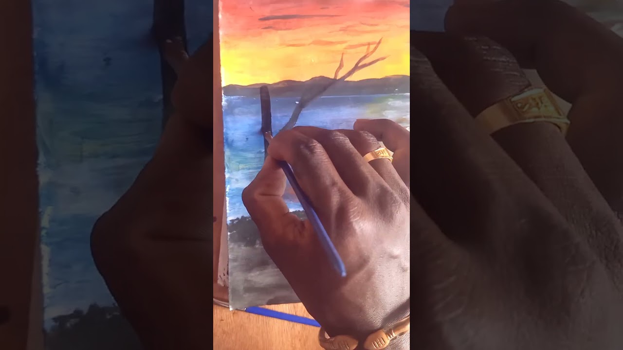 Alone at sunset /Acrylics Printing for Beginners