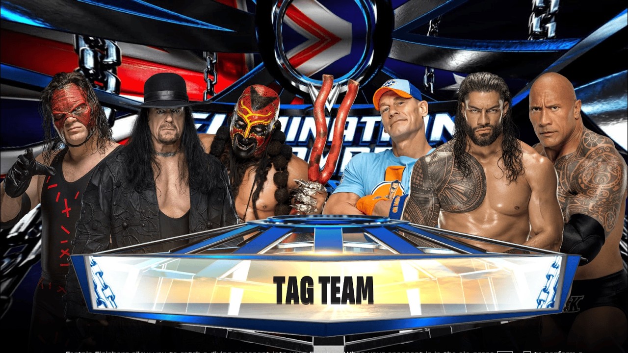 Полный матч - Кейн, Андертейкер и Бугимен против Джона Сины, Романа Рейнса и Рока